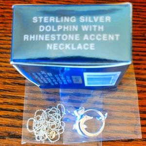 Avon - NEW in Box, Vintage, Sterling Silver Dolphin  Necklace